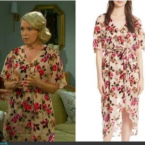 Alice + Olivia Clarine Floral Burnout Wrap Midi Dress Size 0